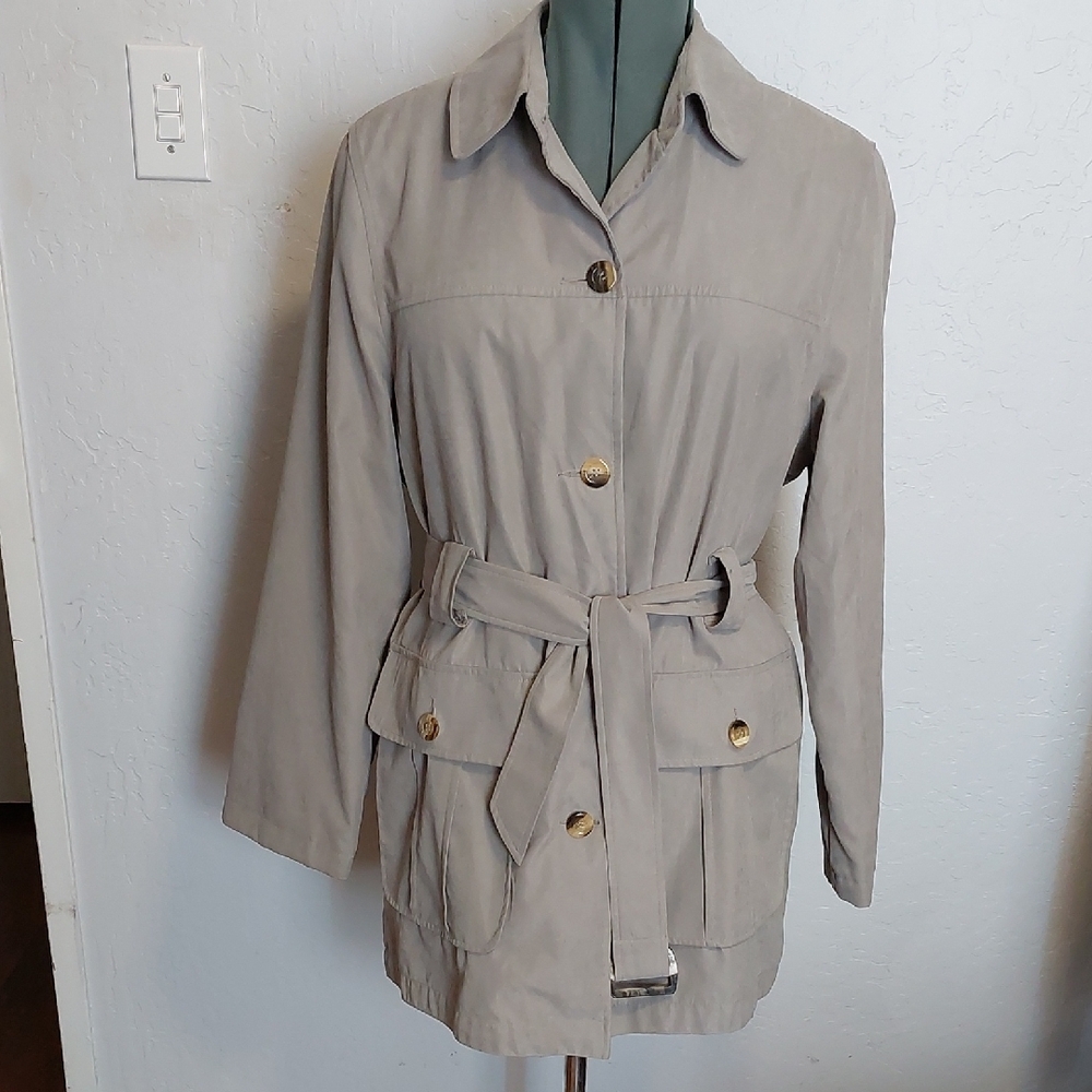 Women's Beige Belted Jacket